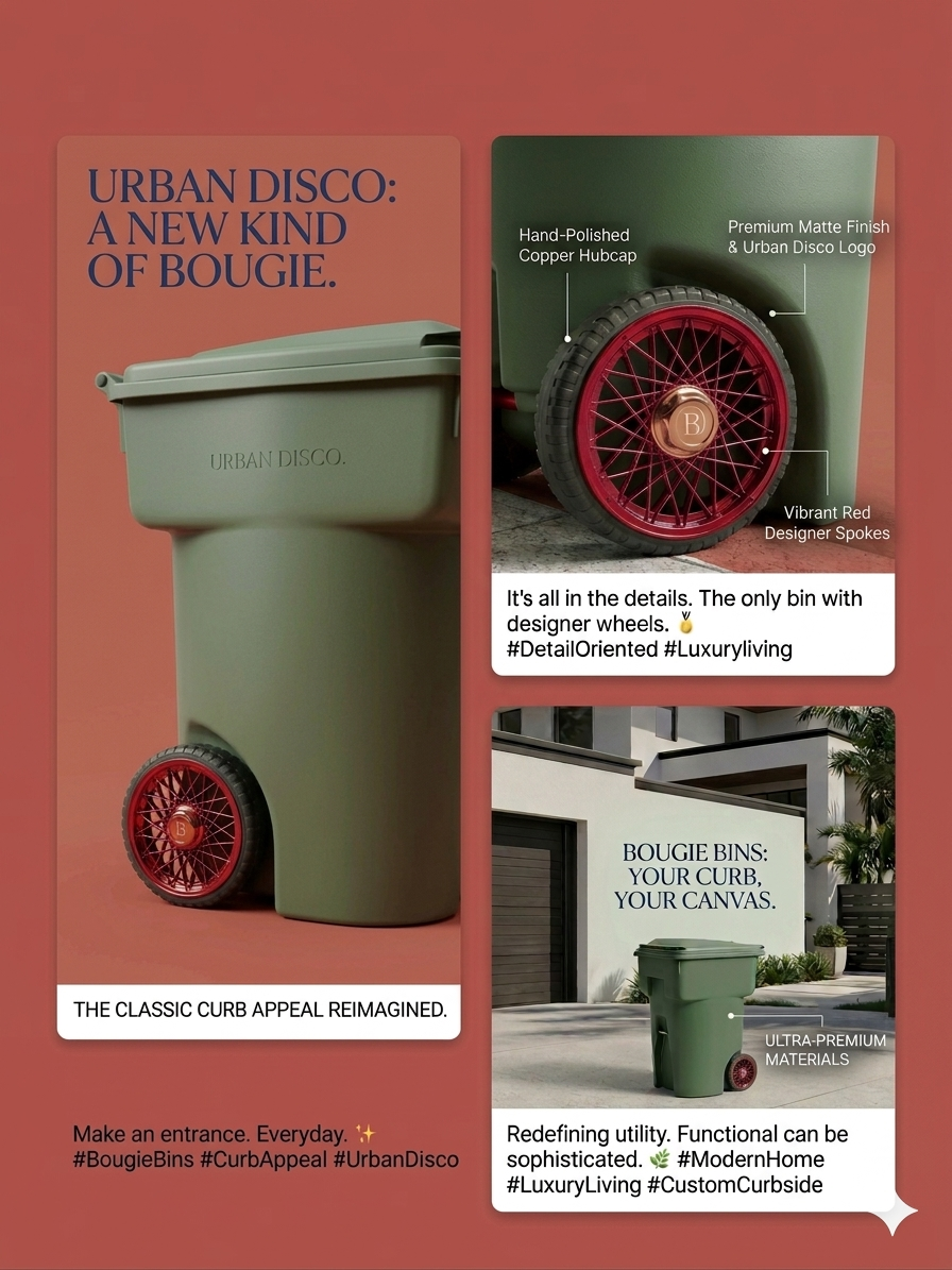 Boujee Bins: Custom Red Sport Rims for Standard Residential Trash Cans
