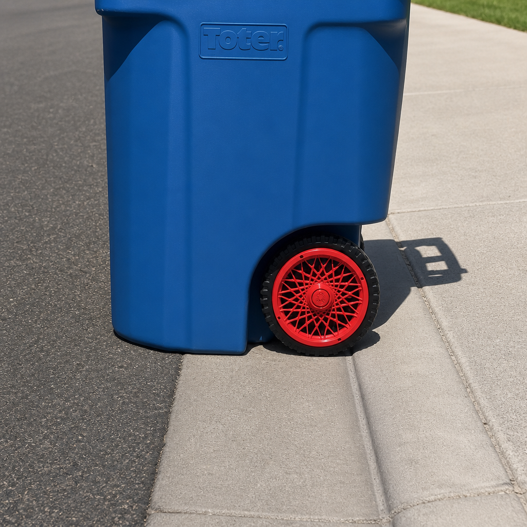 Boujee Trash Can Rims - Sport Red Edition, Home & Outdoor Waste Bin Accessory